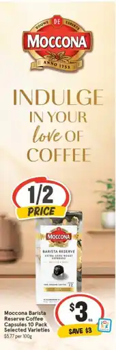 IGA Moccona Barista Reserve Coffee Capsules 10 Pack Selected Varieties offer
