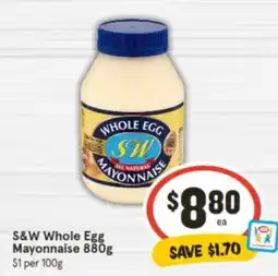 IGA S&W Whole Egg Mayonnaise 880g offer