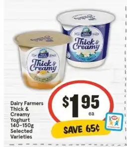IGA Dairy Farmers Thick & Creamy Yoghurt 140-150g offer