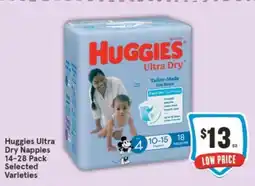 IGA Huggies Ultra Dry Nappies 14-28 Pack Selected Varieties offer