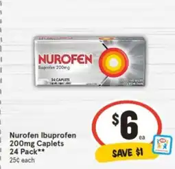 IGA Nurofen Ibuprofen 200mg Caplets 24 Pack offer