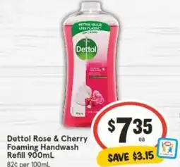 IGA Dettol Rose & Cherry Foaming Handwash Refill 900mL offer