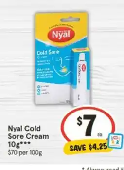 IGA Nyal Cold Sore Cream 10g offer