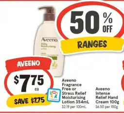 IGA Aveeno Fragrance Free or Stress Relief Moisturising Lotion 354mL offer