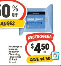IGA Neutrogena Makeup Remover Cleansing Towelettes 25 Pack offer