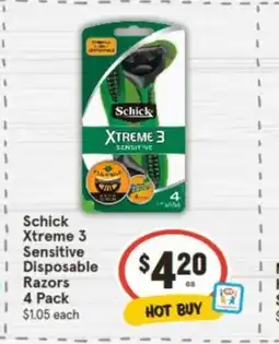 IGA Schick Xtreme 3 Sensitive Disposable Razors offer
