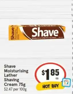 IGA Shave Moisturising Lather Shaving Cream 75g offer