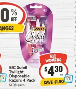 IGA BIC Soleil Twilight Disposable Razors 4 Pack offer