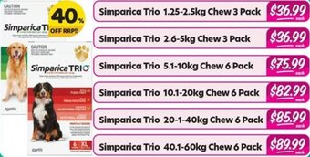 Simparica Trio 1.25-2.5kg Chew 3 Pack