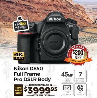 Teds Cameras Nikon - D850 Full Frame Pro DSLR Body offer
