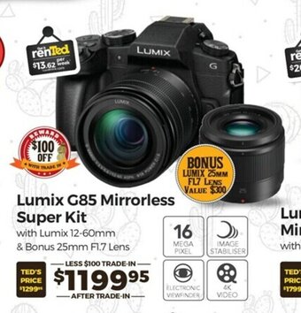 Teds Cameras Lumix - G85 Mirrorless Super Kit offer