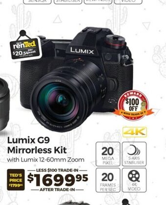 Teds Cameras Lumix - G9 Mirrorless Kit offer