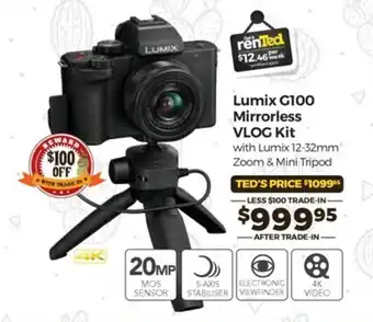 Teds Cameras Lumix - G100 Mirrorless VLOG Kit offer