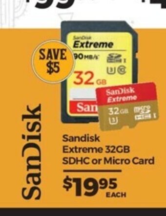 Teds Cameras Sandisk - Extreme 32GB SDHC or Micro Card offer