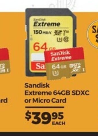 Teds Cameras Sandisk - Extreme 64GB SDXC or Micro Card offer