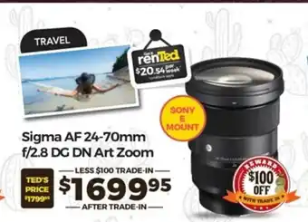 Teds Cameras Sigma - AF 24-70mm F/2.8 DG DN Art Zoom offer