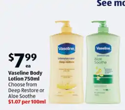 ALDI Vaseline Body Lotion 750ml offer