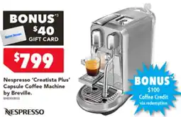 Harvey Norman Nespresso Creatista Plus Capsule Coffee Machine by Breville offer