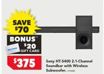 Harvey Norman Sony HT-S400 2.1-Channel Soundbar with Wireless Subwoofer offer