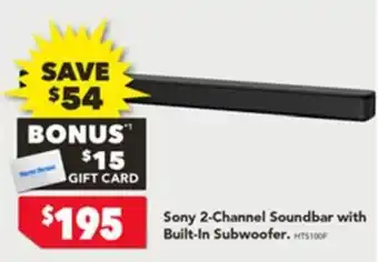 Harvey Norman Sony 2-Channel Soundbar with Built-In Subwoofer offer