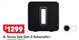 Harvey Norman Sonos Sub Gen 3 Subwoofer offer