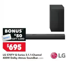 Harvey Norman LG S70TY Q Series 3.1.1-Channel 400W Dolby Atmos Soundbar offer