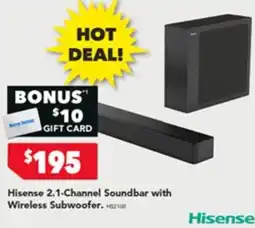 Harvey Norman Hisense 2.1-Channel Soundbar with Wireless Subwoofer offer
