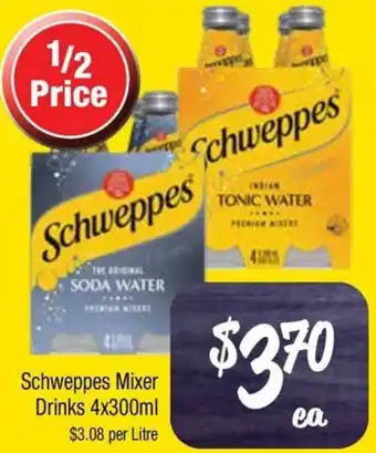 Farmer Jack's Schweppes Mixer Drinks 4x300ml offer