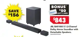 Harvey Norman JBL BAR 800 5.1.2-Channel Dolby Atmos Soundbar with Detachable Speakers offer