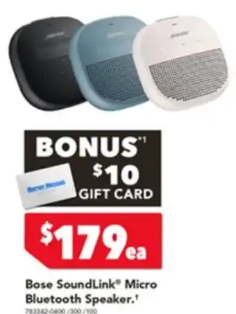 Harvey Norman Bose SoundLink Micro Bluetooth Speaker offer