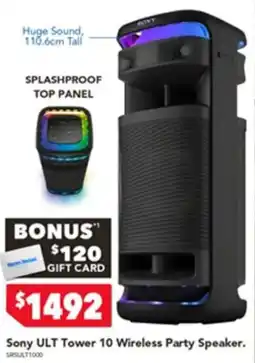 Harvey Norman Sony ULT Tower 10 Wireless Party Speaker offer