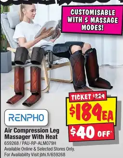 JB Hi-Fi Air Compression Leg Massager With Heat offer