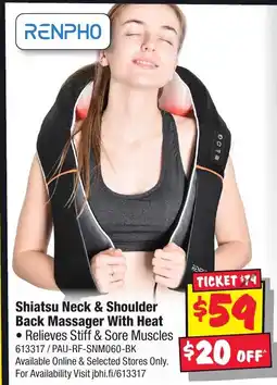 JB Hi-Fi Shiatsu Neck & Shoulder Back Massager With Heat offer