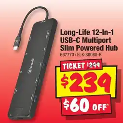 Long-Life 12-In-1 USB-C Multiport Slim Powered Hub