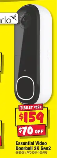 JB Hi-Fi Essential Video Doorbell 2K Gen2 offer