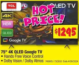 JB Hi-Fi 75" 4K QLED Google TV offer