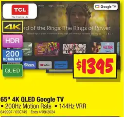 JB Hi-Fi 65" 4K QLED Google TV offer