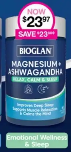 Priceline BIOGLAN MAGNESIUM+ ASHWAGANDHA RELAX, CALM & SLEEP offer