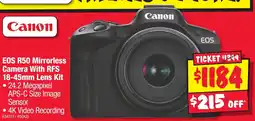 JB Hi-Fi EOS R50 Mirrorless Camera With RFS 18-45mm Lens Kit offer