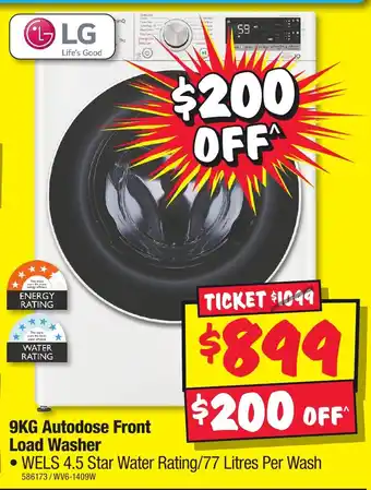 JB Hi-Fi 9KG Autodose Front Load Washer offer