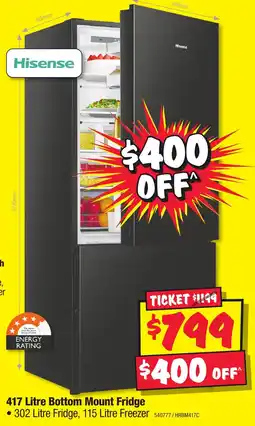 JB Hi-Fi Hisense 417 Litre Bottom Mount Fridge offer