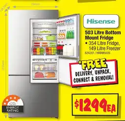 JB Hi-Fi Hisense 503 Litre Bottom Mount Fridge offer