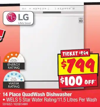 JB Hi-Fi LG 14 Place QuadWash Dishwasher offer