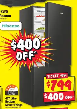 JB Hi-Fi Hisense 417 Litre Bottom Mount Fridge offer