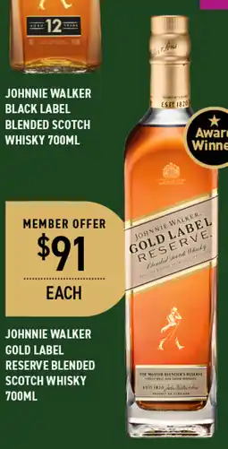 Dan Murphy's JOHNNIE WALKER GOLD LABEL RESERVE BLENDED SCOTCH WHISKY 700ML offer