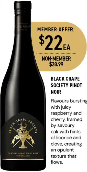 Dan Murphy's BLACK GRAPE SOCIETY PINOT NOIR offer