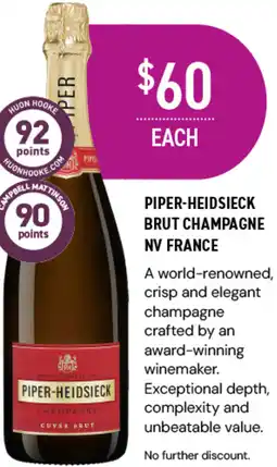 PIPER-HEIDSIECK BRUT CHAMPAGNE NV FRANCE