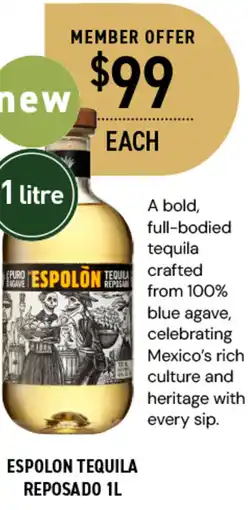 Dan Murphy's ESPOLON TEQUILA REPOSADO 1L offer