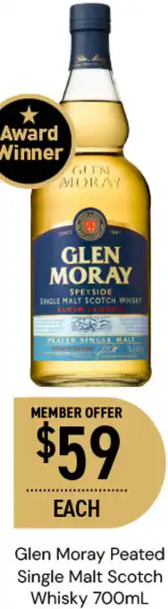 Dan Murphy's Glen Moray Peated Single Malt Scotch Whisky 700mL offer