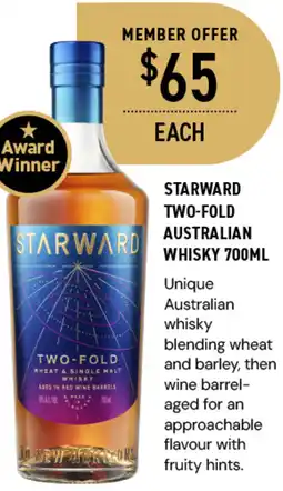 Dan Murphy's STARWARD TWO-FOLD AUSTRALIAN WHISKY 700ML offer